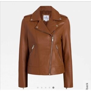 Sam Edelman Genuine Leather Moto Jacket in Cognac Size X Small NWT
